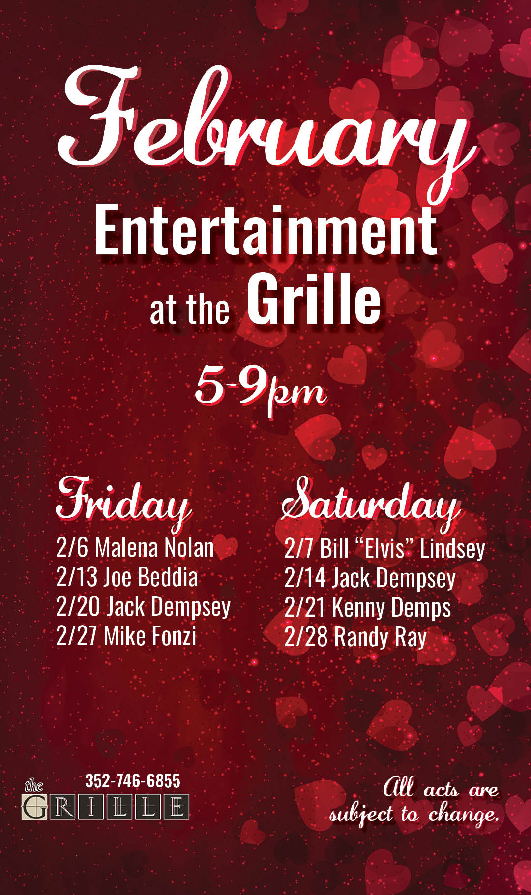 Grille Live Entertainment Feb 2026 Kiosk