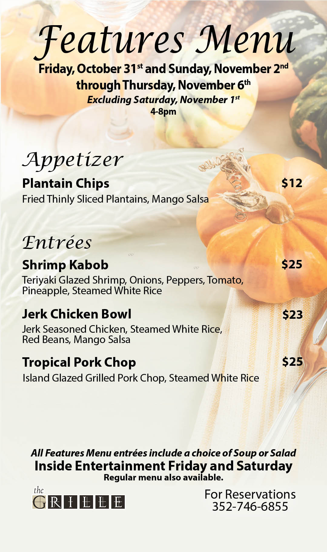 Grille Feature Menu Oct 31 - Nov 6 Kiosk
