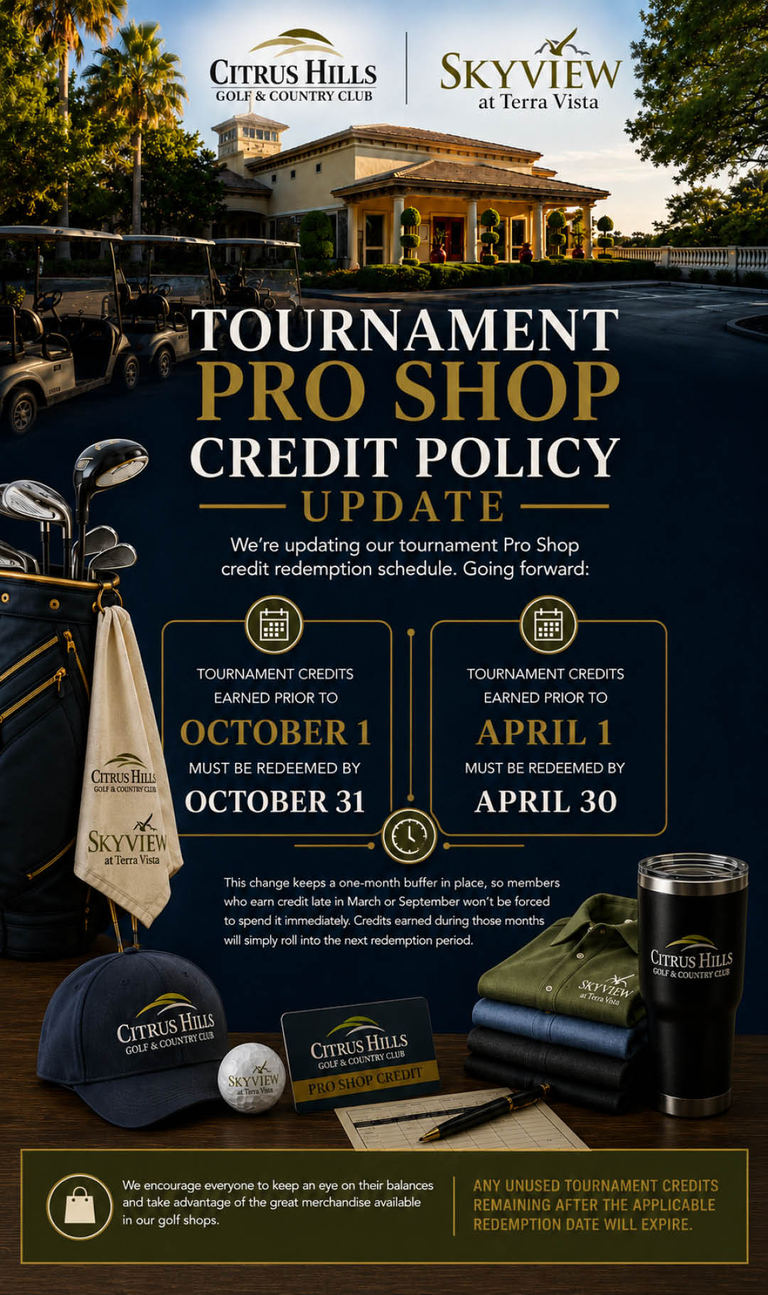 Tournament Pro Shop Credit Policy 2026 Kiosk